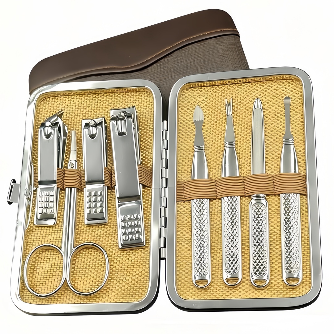 Mens Grooming Kit Bag - 男性と女性のためのマニキュアセット、プロ用ネイルクリッパーキット、トラベルケース付き、ステンレス製ペディキュアグルーミングツール、アクセサリー、ネイルケアツール、レザーケース付き、母の日ギフト