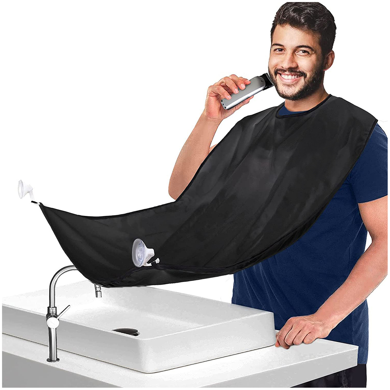 Men'S Grooming Mirror - 1pc 男性ひげシェービングエプロントリミングよだれかけクリエイティブ壁ミラー吸引散髪ラップケープホームサロン口ひげグルーミングアクセサリー