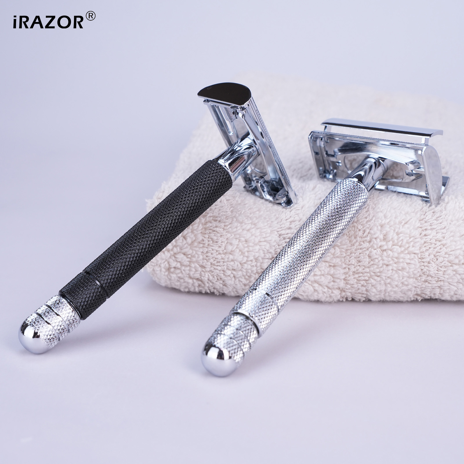 Men'S Grooming Underarm - iRAZOR バタフライオープンダブルエッジ安全カミソリ 男性用 – テクスチャード加工の滑り止め付きクラシックなスムーズなウェットシェービンググルーミングツール