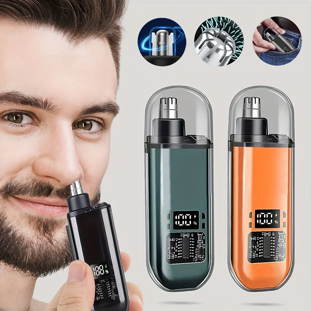 Mens Grooming Kit Bag - USB充電式鼻毛・耳毛トリマー（男性用）、ポータブルミニコンパクトデザイン、急速充電、電動グルーミングキット
