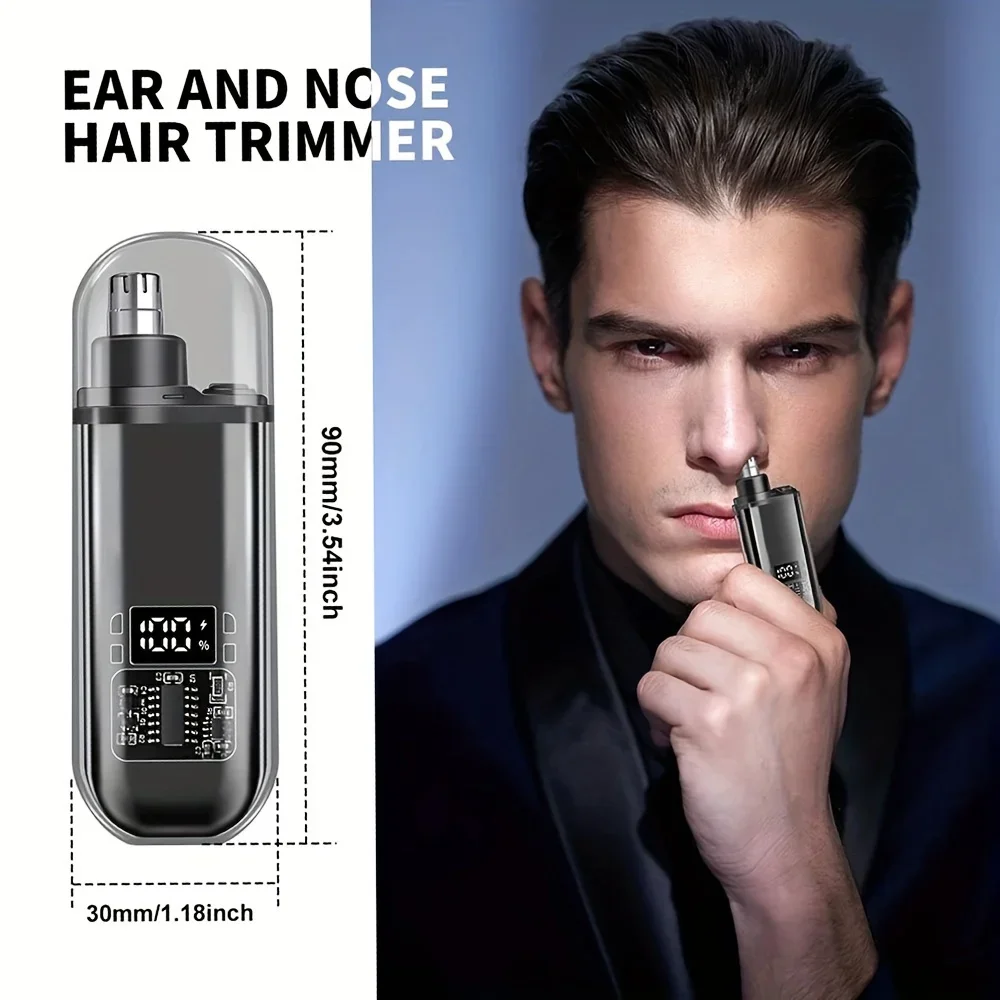 Mens Grooming Kit Bag - USB充電式鼻＆耳毛トリマー男性用、ポータブルミニコンパクトデザイン、急速充電、電動グルーミングキット