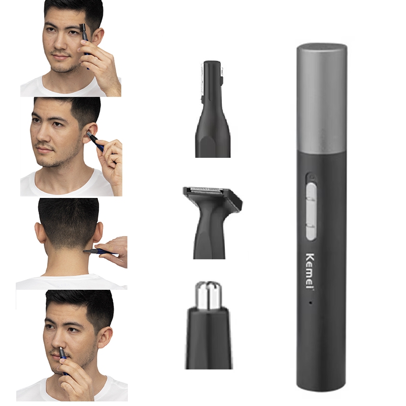 Nose Hair Trimmer - Kemei Pro 充電式鼻毛トリマーペンひげグルーミングキット電動フェイシャルネックラインボディトリマー耳眉毛トリマー男性女性用