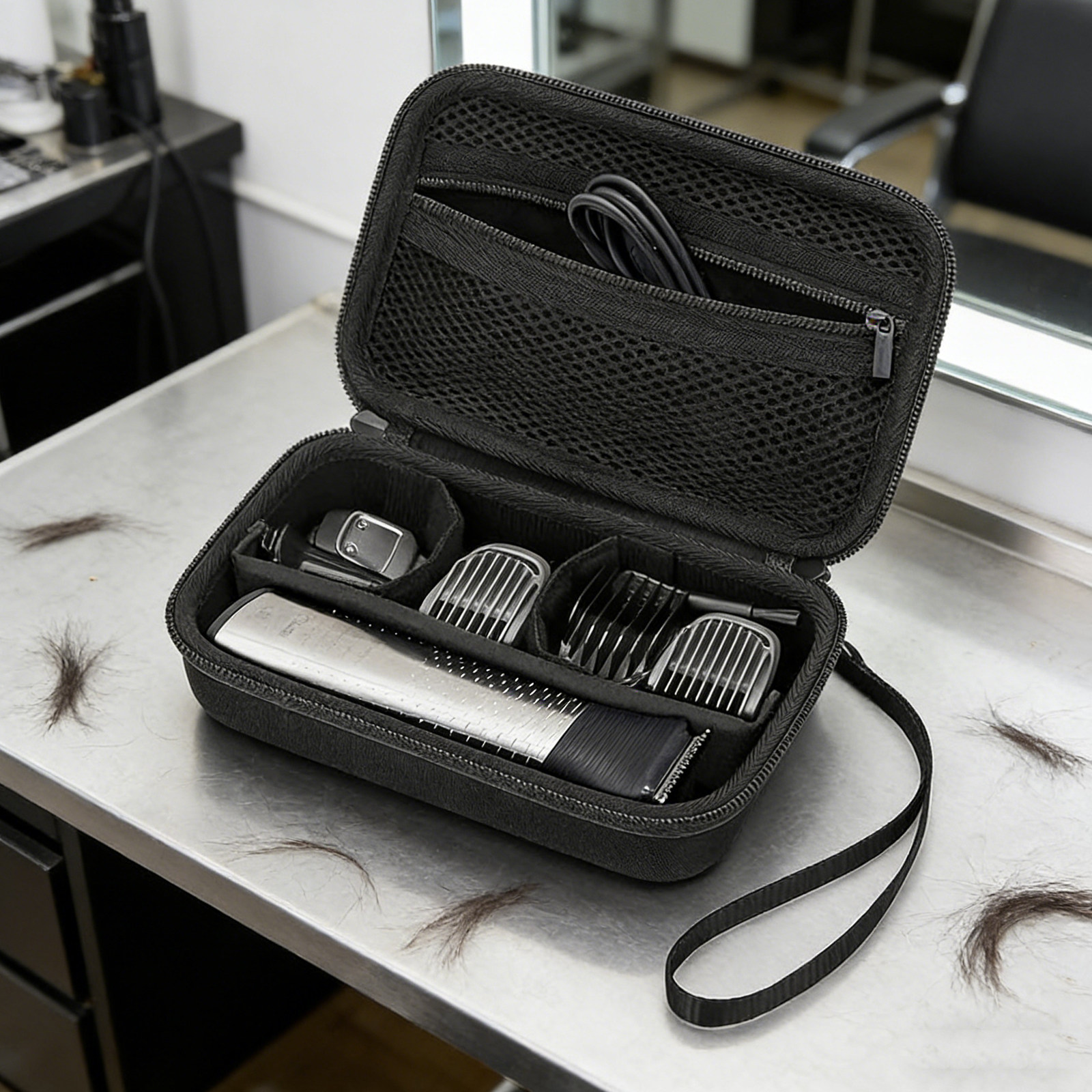 Men'S Grooming Organizer - ハードシェル レザーケース 電動トリマー オーガナイザー EVA 保護トラベルバッグ
