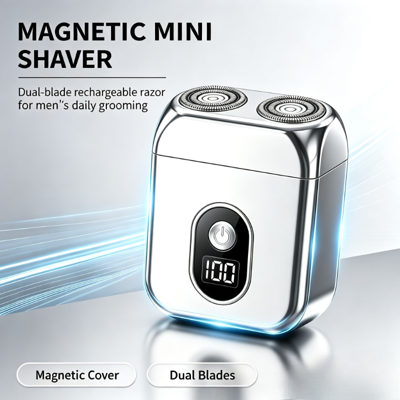 Men Grooming Home - デュアルブレード防水マグネット式ミニ電気シェーバー、充電式コンパクトポータブルメンズシェーバー、家庭用、旅行用、グルーミング用