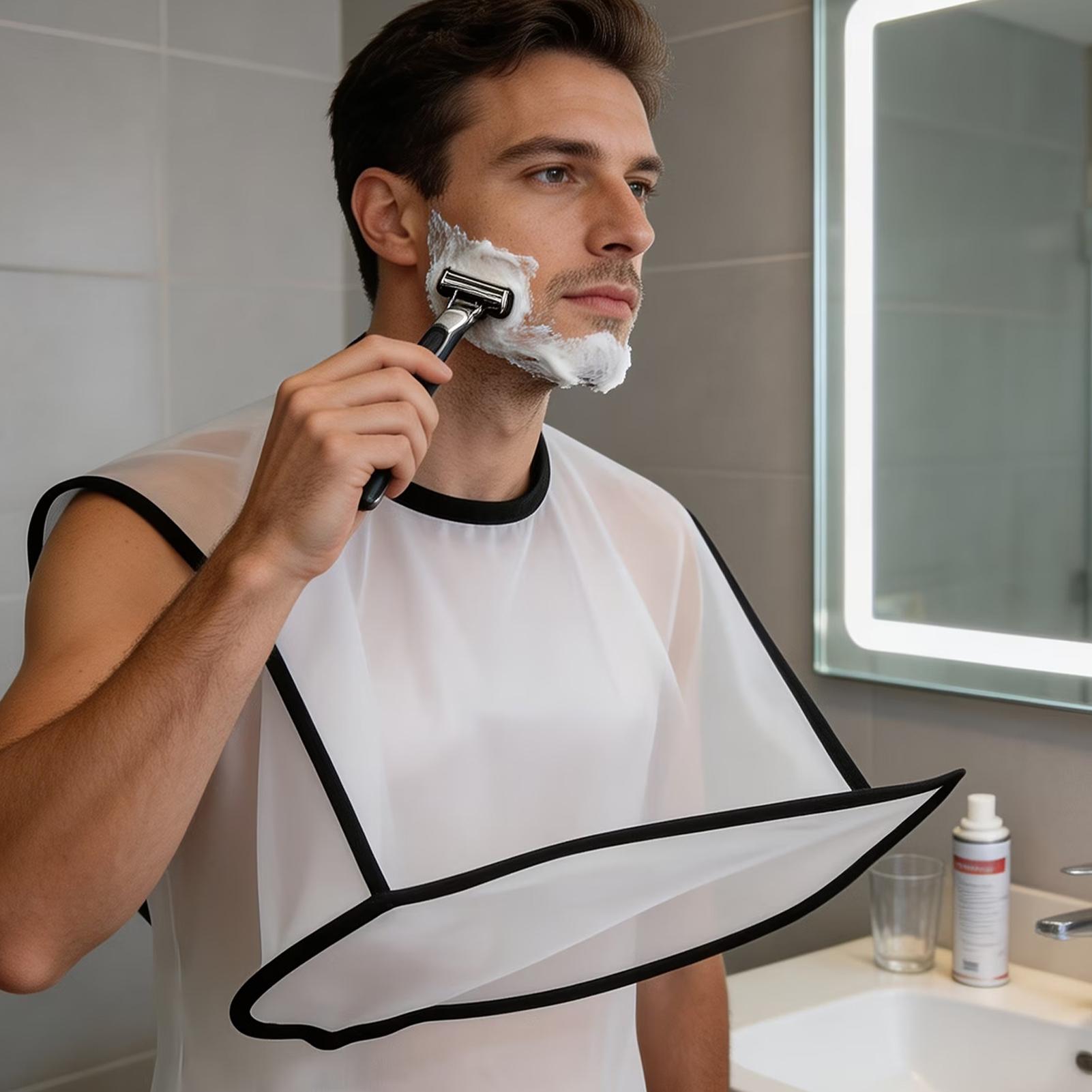 Men Grooming Home - ひげエプロン 折りたたみ式シェービングビブ 口ひげトリミングキャッチャー メンズグルーミングツール 旅行用 ホームサロン