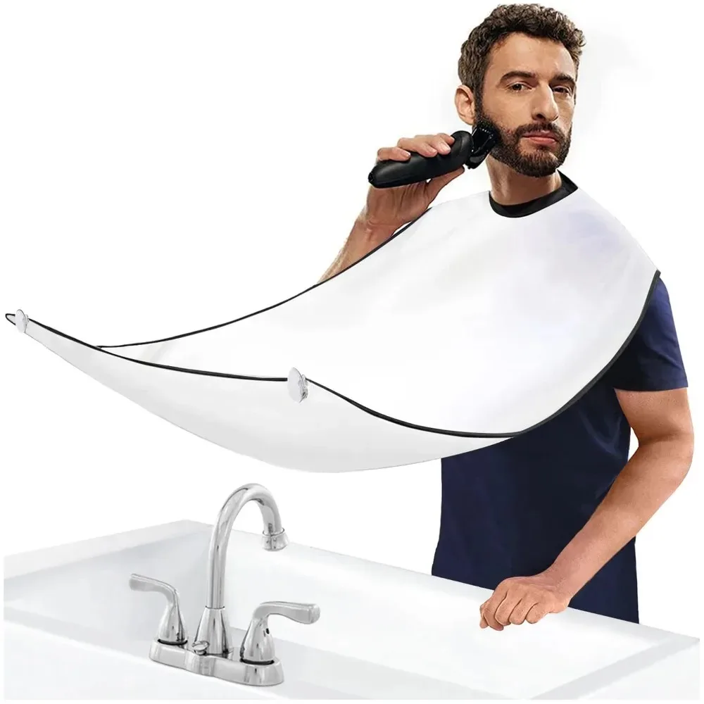 Men'S Grooming Mirror - 防水花柄ひげキャッチャービブ、デュアル吸盤ミラー付きシェービングヘアエプロン、男性用ひげグルーミングクリーニングケアアクセサリー