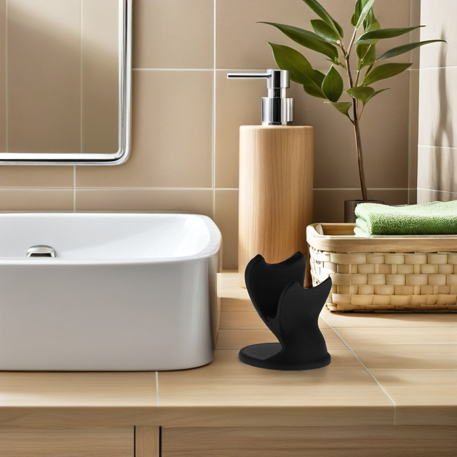 Men'S Grooming Organizer - シェービングカミソリスタンドブラシ乾燥ラック、バスルームカウンター用、ユニバーサルカミソリオーガナイザー、頑丈なミニマリストデザイン、速乾グルーミング用品