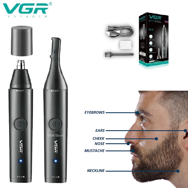 Vgr-充電式電気鼻毛トリマー,洗える,2 in 1,あごひ - Nose Hair Trimmer のレビューと価格