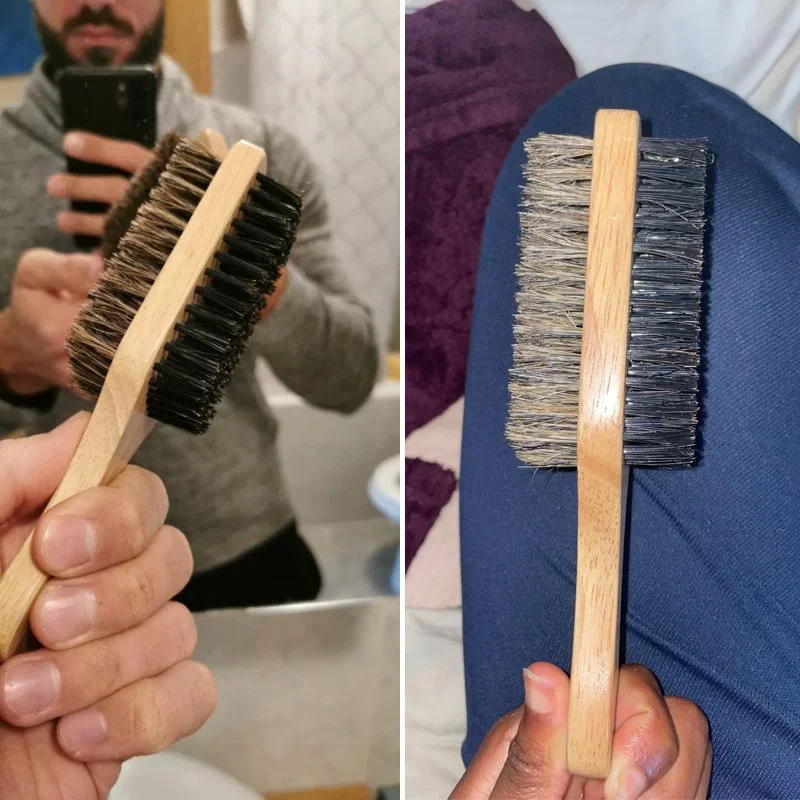 天然木製ハンドルと毛が付いたひげブラシ、男性のグルーミングと - Men'S Grooming Organizer のレビューと価格