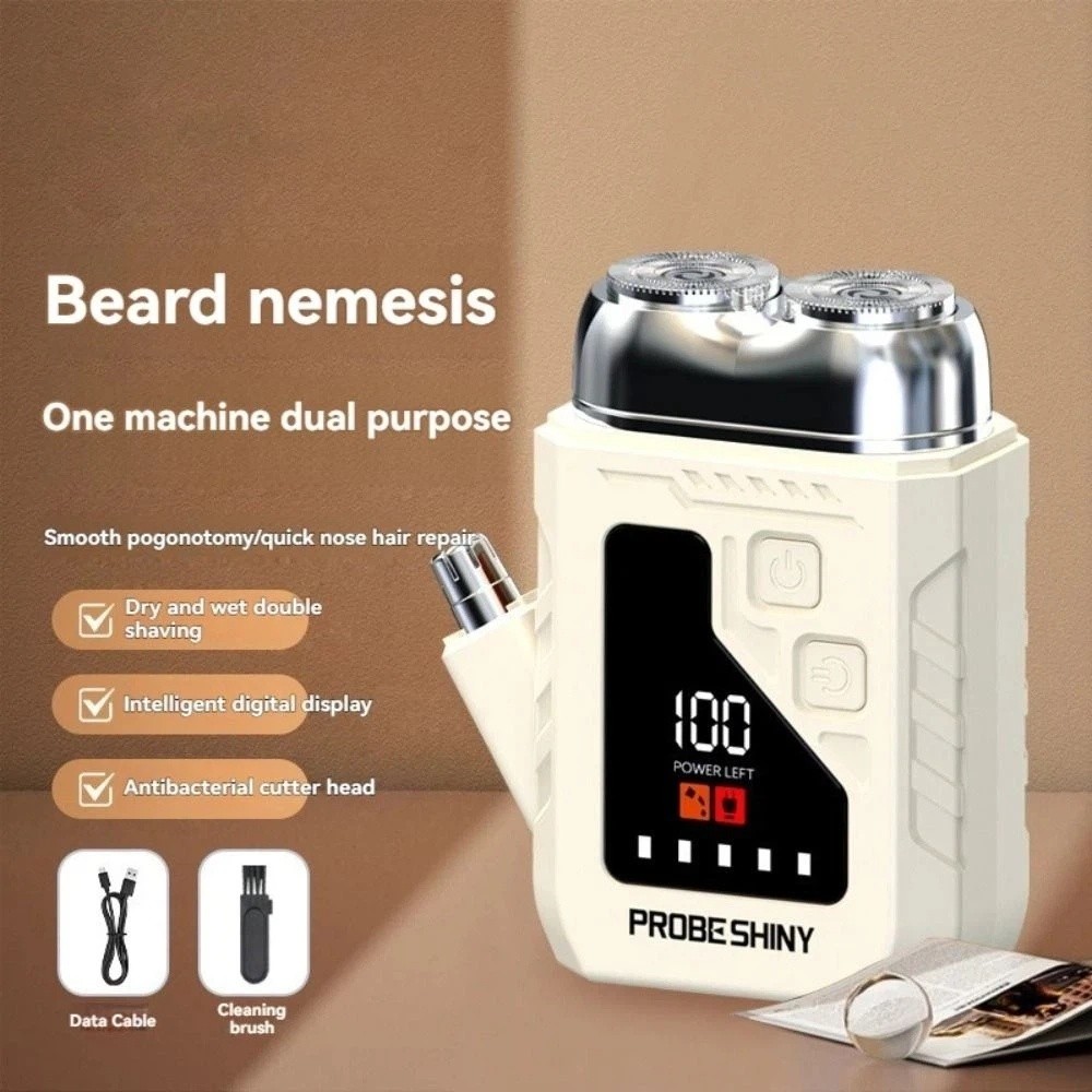 2in1ミニ電気シェーバー デジタルディスプレイ 無痛 ポー - Men'S Grooming Mirror のレビューと価格