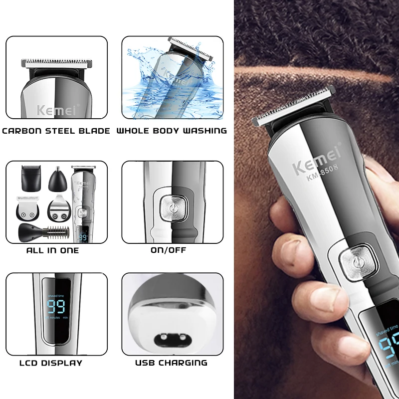 Kemei プロフェッショナル多機能ひげトリマー防水 6 で - Men'S Grooming Organizer のレビューと価格